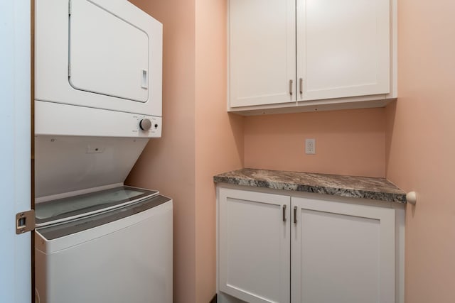 209 Plum Run, Le Sueur, MN 56058 - laundry room with stacked washing machine and dryer and cabinet space