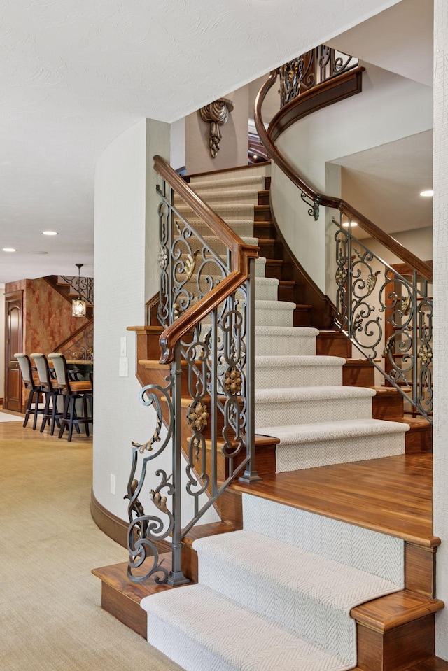 614 Hidden Creek Trl, Mendota Heights, MN 55118 - stairs with baseboards and recessed lighting