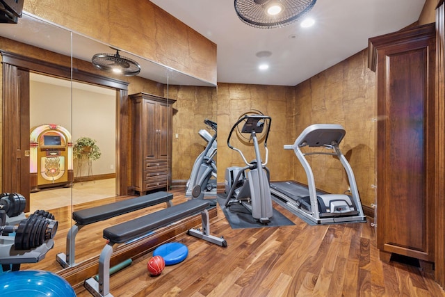 614 Hidden Creek Trl, Mendota Heights, MN 55118 - workout area with wood finished floors