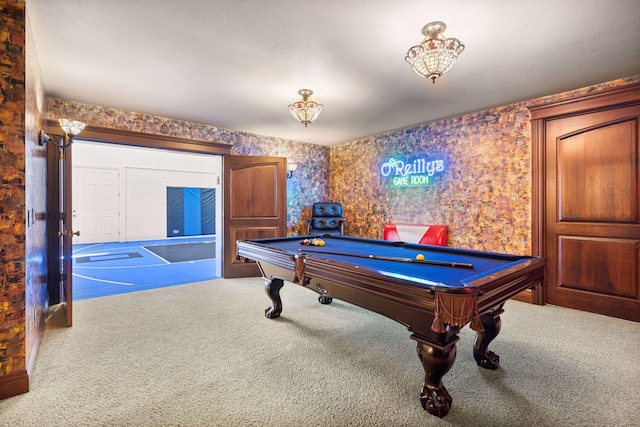 614 Hidden Creek Trl, Mendota Heights, MN 55118 - rec room featuring carpet flooring, pool table, and wallpapered walls