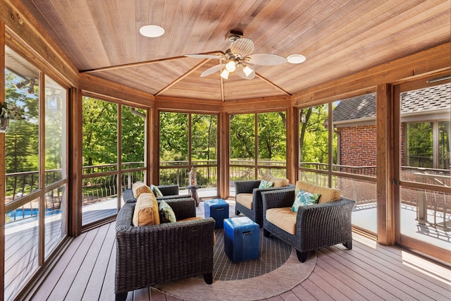 614 Hidden Creek Trl, Mendota Heights, MN 55118 - sunroom / solarium with ceiling fan, outdoor lounge area, and plenty of natural light