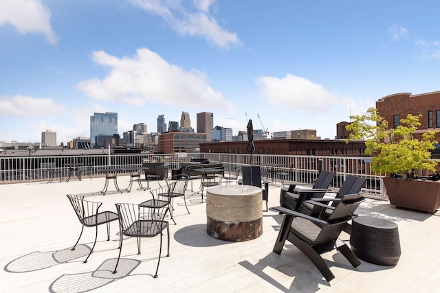 view of patio / terrace with a view of skyline