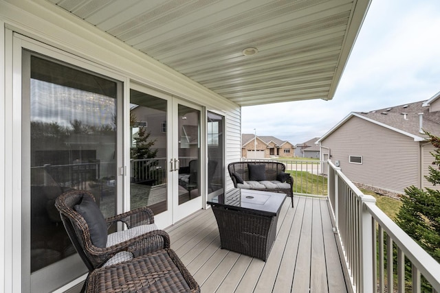wooden terrace with french doors