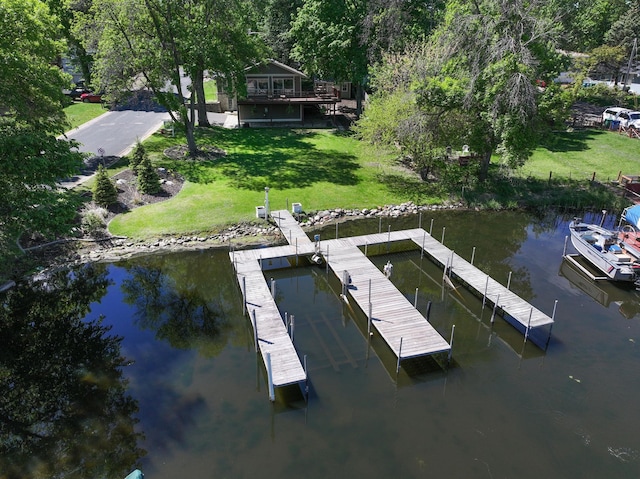 1657 Dove Ln, Mound, MN 55364 - dock area featuring a water view and a yard