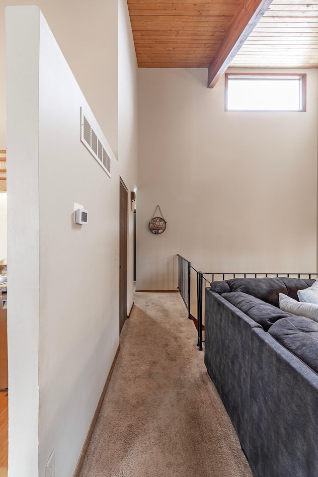 8372 Lower 138th Ct, Apple Valley, MN 55124 - hallway with wooden ceiling and light colored carpet