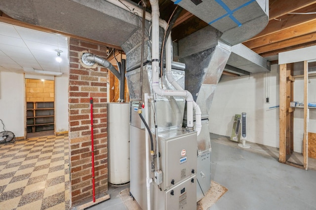 utilities featuring heating unit and water heater