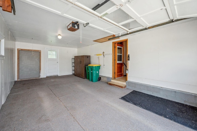 garage with a garage door opener
