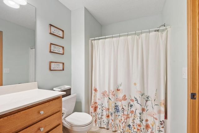 11215 16th St NE, Saint Michael, MN 55376 - full bathroom with vanity, toilet, a textured ceiling, and a shower with shower curtain