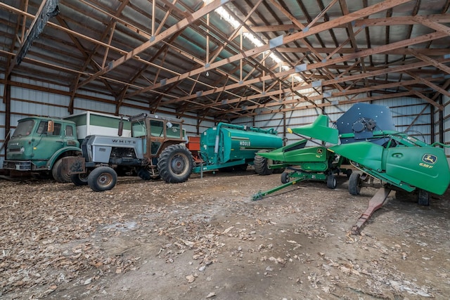 garage with metal wall