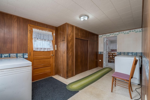 interior space with wooden walls