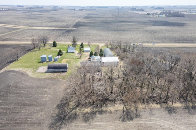 birds eye view of property featuring a rural view