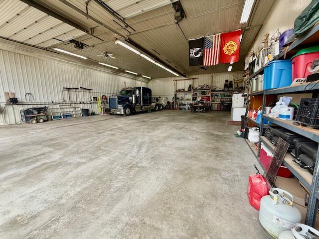 garage featuring a workshop area