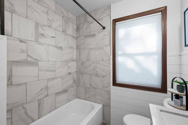 5840 Nevada Ave N, Crystal, MN 55428 - full bathroom featuring toilet, vanity, and bathing tub / shower combination