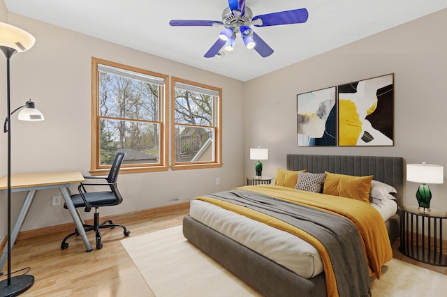 bedroom featuring baseboards and wood finished floors