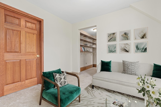 sitting room featuring carpet