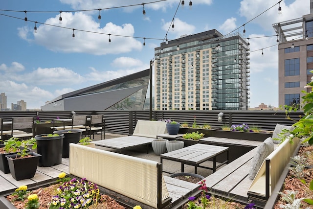 250 Park Ave Unit 601, Minneapolis, MN 55415 - view of patio / terrace featuring an outdoor living space and a view of city