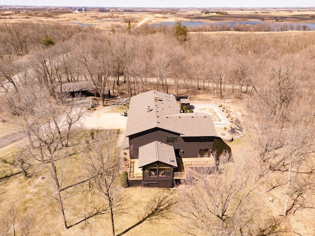 birds eye view of property featuring a rural view
