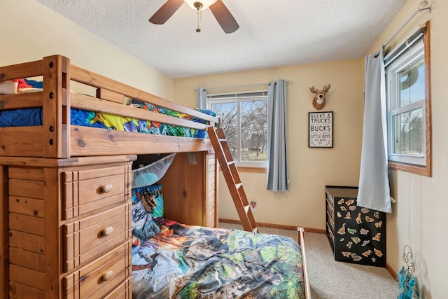 14921 Zeolite St NW, Ramsey, MN 55303 - bedroom with carpet, a textured ceiling, multiple windows, and baseboards
