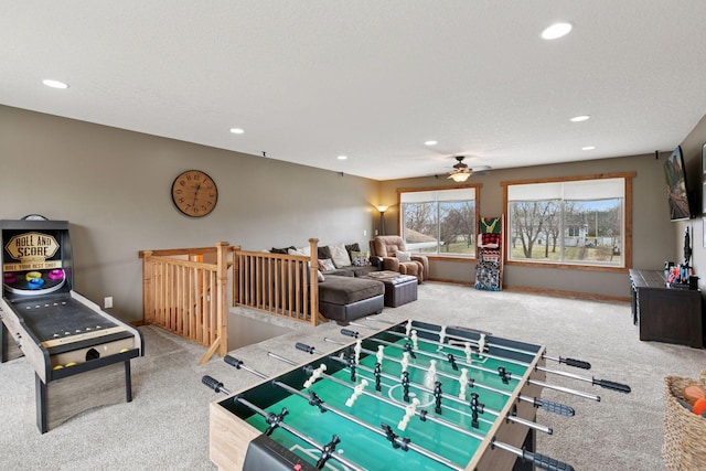 14921 Zeolite St NW, Ramsey, MN 55303 - playroom featuring ceiling fan, carpet, and recessed lighting