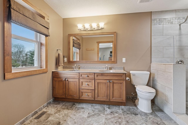 14921 Zeolite St NW, Ramsey, MN 55303 - bathroom with baseboards, toilet, visible vents, and a sink
