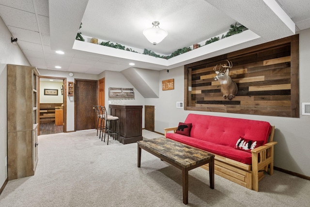 14921 Zeolite St NW, Ramsey, MN 55303 - living area with recessed lighting, carpet floors, a dry bar, and visible vents