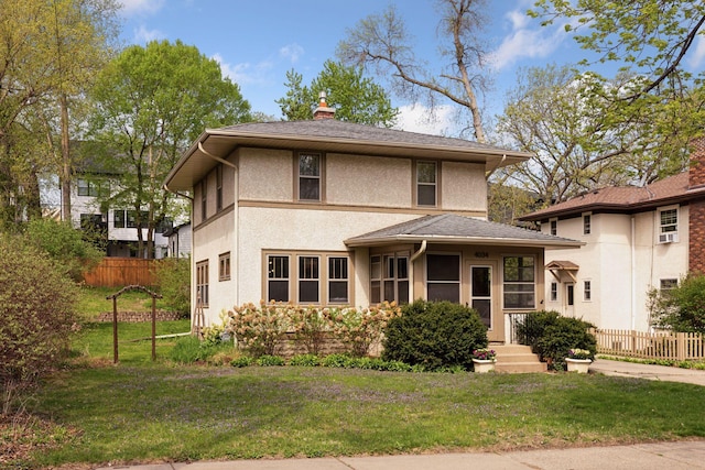 4034 Abbott Ave S, Minneapolis, MN 55410 - view of front of home featuring a chimney and stucco siding