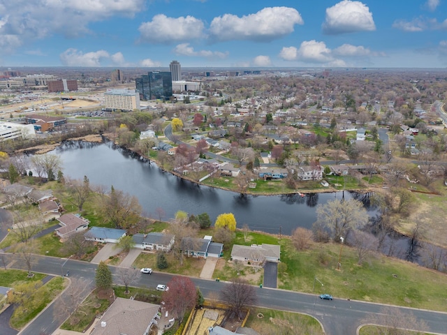 bird's eye view featuring a water view