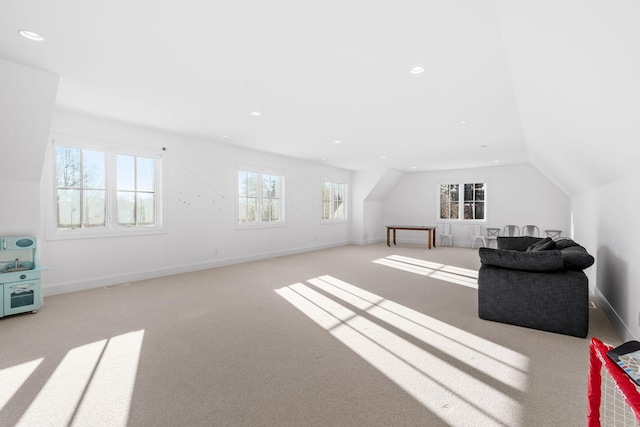 additional living space featuring carpet flooring, recessed lighting, and baseboards