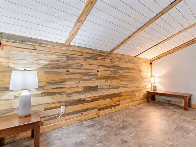6274 Azalea Rd, Motley Twp, MN 56466 - interior space featuring wooden walls, wood finished floors, and wood ceiling