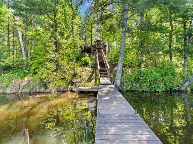 6274 Azalea Rd, Motley Twp, MN 56466 - dock area with a water view and stairs