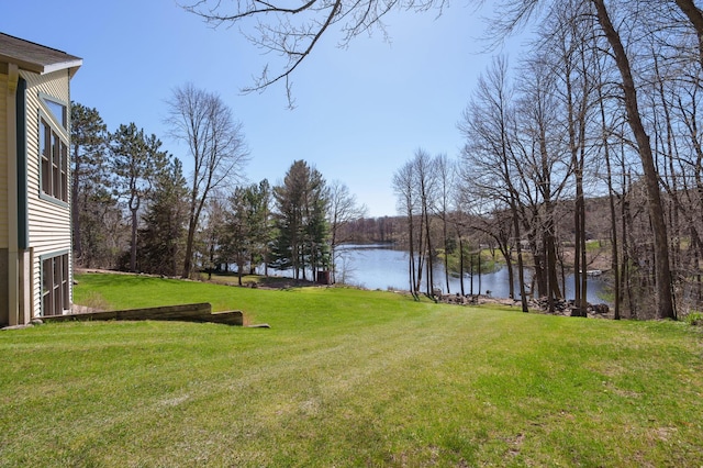 view of yard featuring a water view