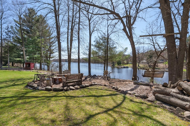 exterior space featuring a water view
