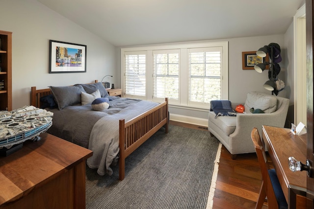 4812 Maple Rd, Edina, MN 55424 - bedroom featuring dark wood-style flooring and vaulted ceiling