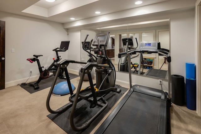 4812 Maple Rd, Edina, MN 55424 - workout area featuring baseboards, recessed lighting, and carpet flooring