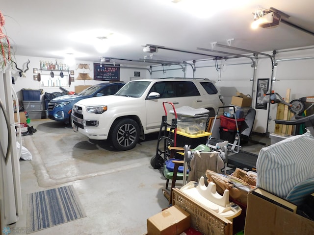garage with a garage door opener