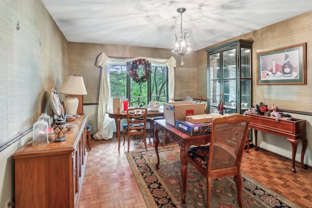 4810 Marystone Blvd NW, Andover, MN 55304 - dining area with wallpapered walls and a chandelier