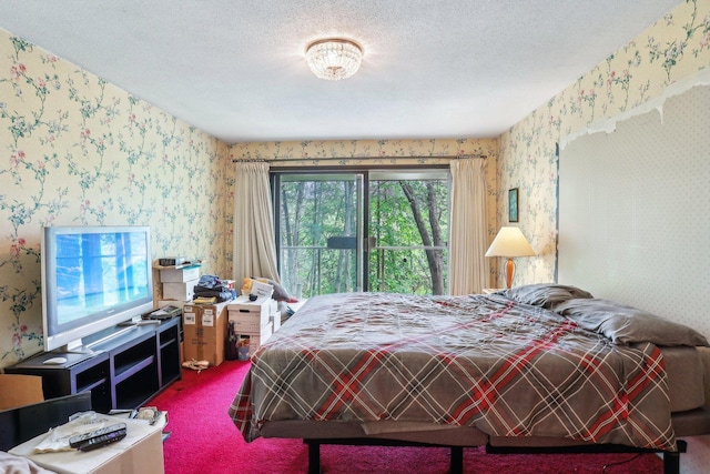 4810 Marystone Blvd NW, Andover, MN 55304 - carpeted bedroom with wallpapered walls and a textured ceiling