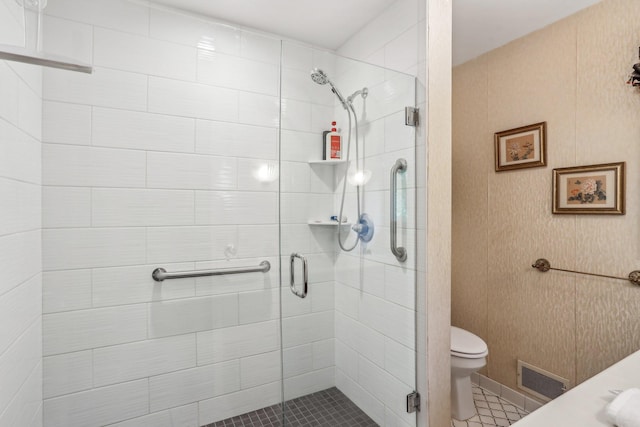 4810 Marystone Blvd NW, Andover, MN 55304 - bathroom with a shower stall, toilet, and tile patterned flooring