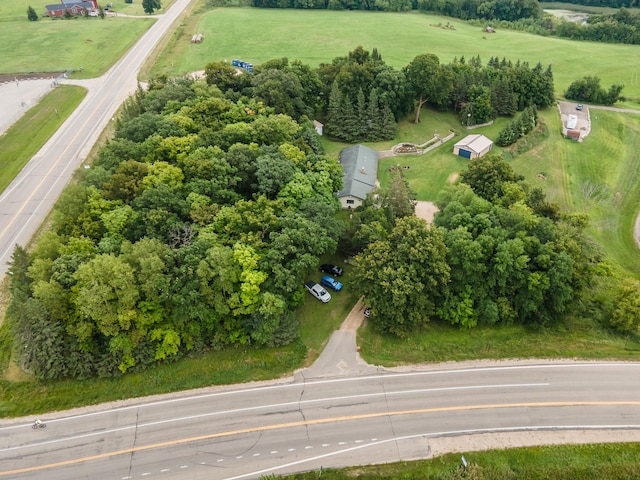 drone / aerial view with a rural view
