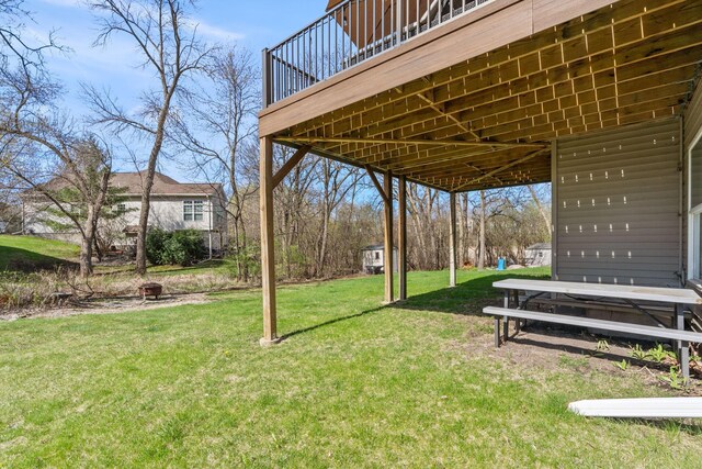 view of yard featuring a deck