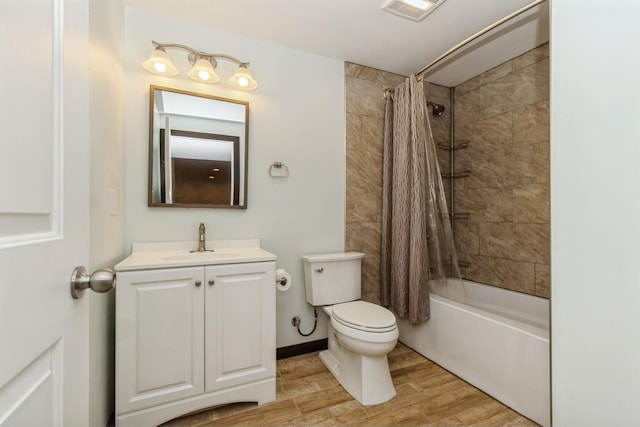 1810 Cherry Cir, Carver, MN 55315 - full bathroom featuring vanity, wood finished floors, and shower / bath combination with curtain