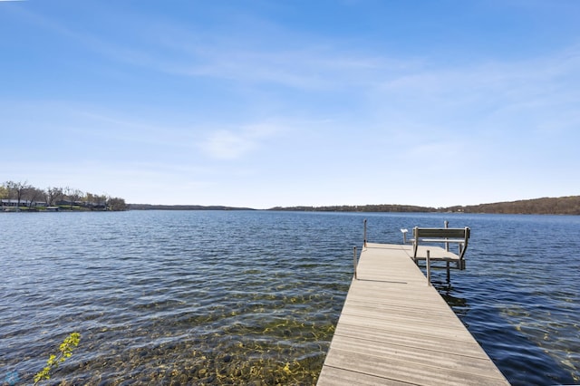 view of dock featuring a water view