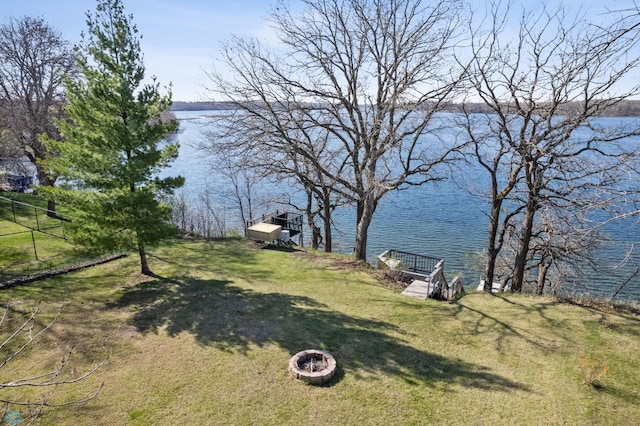 property view of water featuring fence
