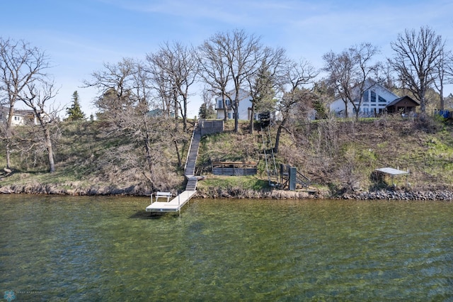 view of dock featuring a water view