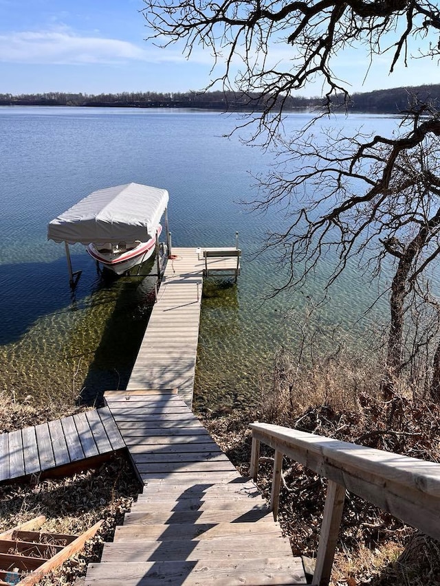 view of dock featuring a water view