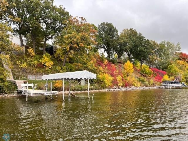 dock area featuring a water view