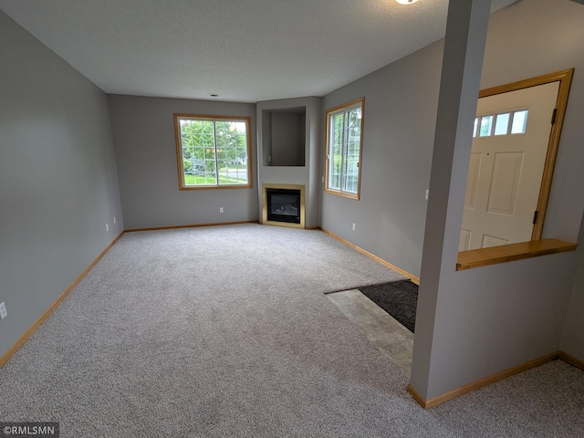 18061 96th Ave N, Maple Grove, MN 55311 - unfurnished living room with carpet flooring, baseboards, and a glass covered fireplace