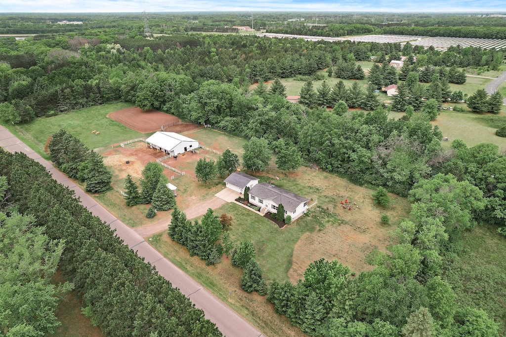 10160 344th St, North Branch, MN 55056 - aerial overview of property's location with a forest