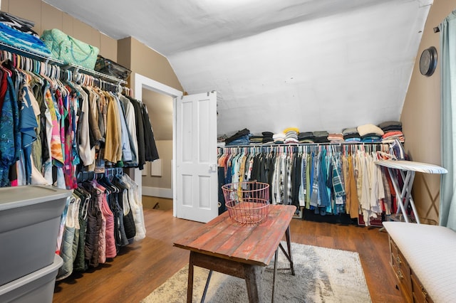 12 Oak Ave SE, Racine, MN 55967 - spacious closet with wood finished floors and vaulted ceiling