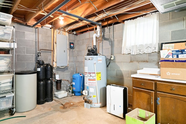 utilities featuring electric panel and gas water heater